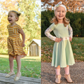 TWO PATTERN BUNDLE: Pearlie Dress & Peplum Top PDF Sewing Pattern for Girls PLUS Circle Skirt, Waistband & Long Sleeve ADD-ONS